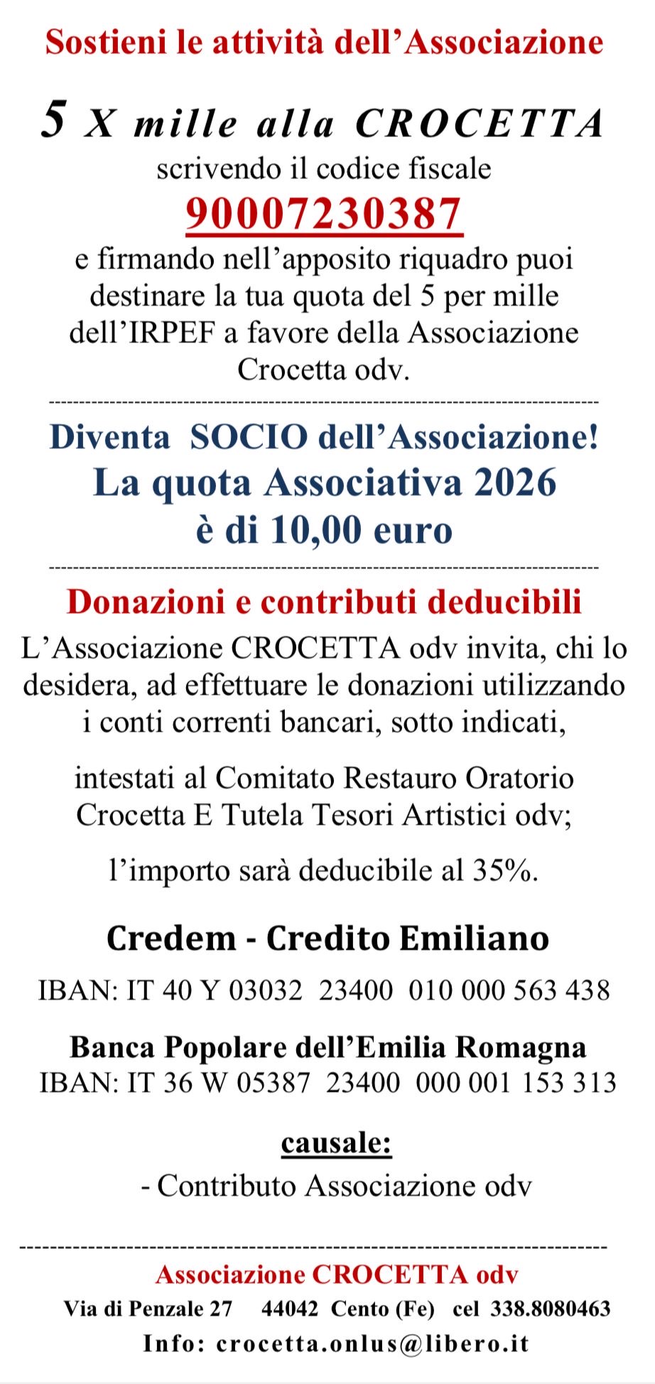 contributi oratorio crocetta